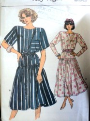 9614 EZ VOGUE DROP WAIST BLOUSON SS-LS DRESS LENGTHS PATTERN 8-12; 14-18 CHOICE